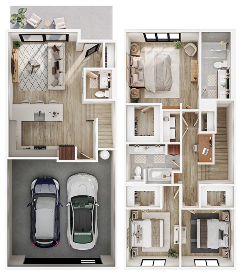 Floor plan for 3 beds, 2.5 baths, 1429 sqft